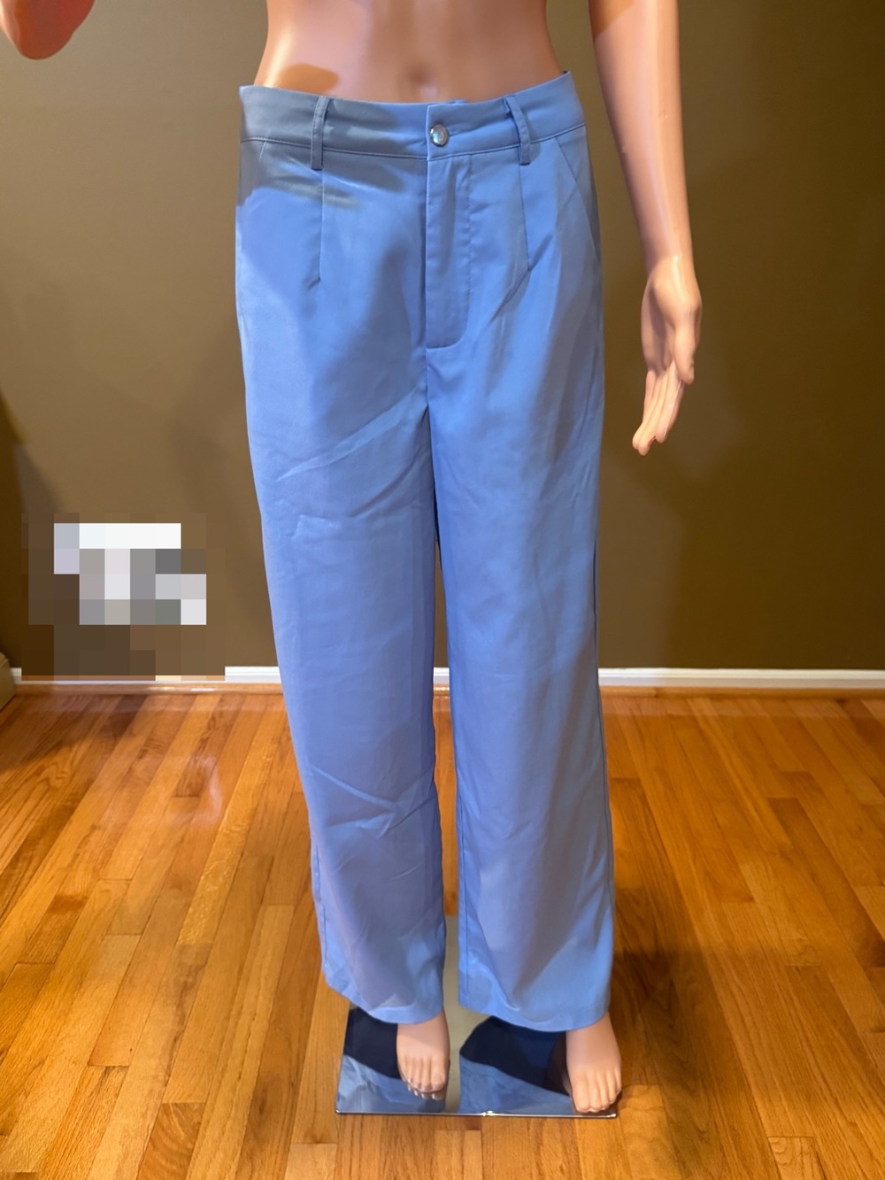 SHEIN Light Blue Straight-Leg Dress Pants